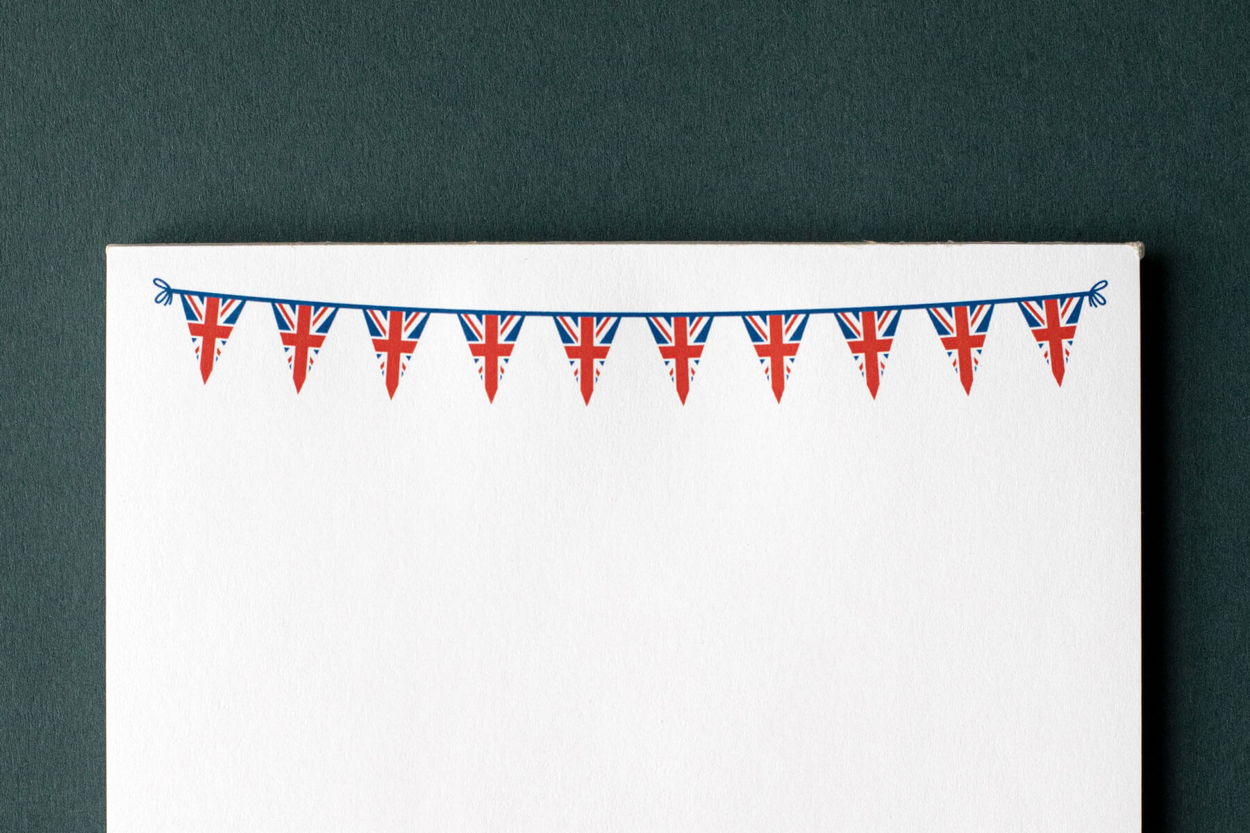 a union jack flag bunting design on a notepad