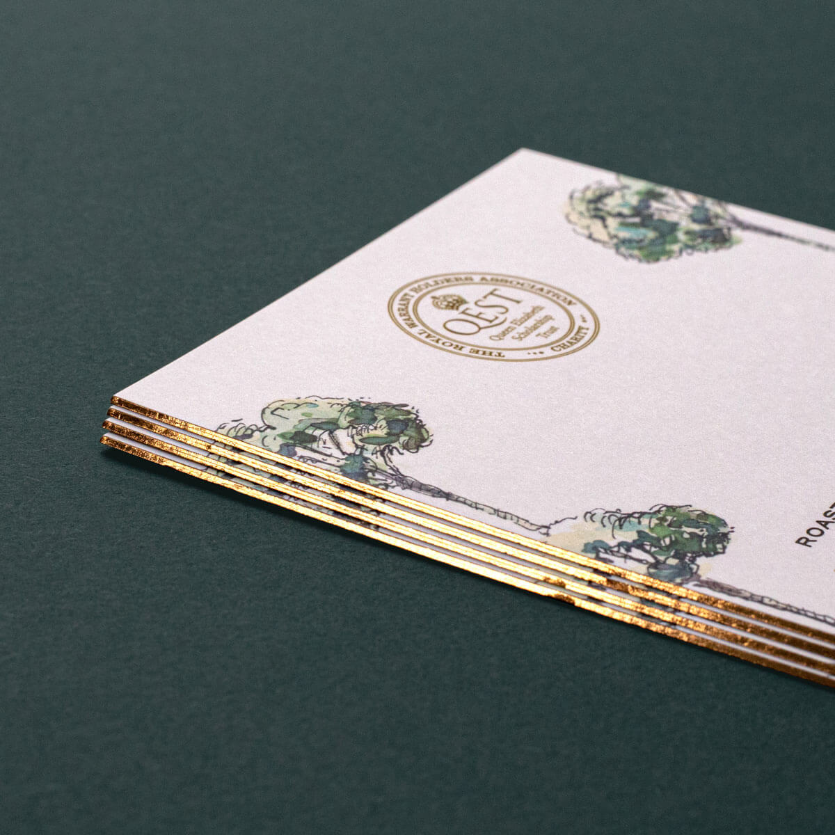 luxury gold bevelled edge event invitation printed in london