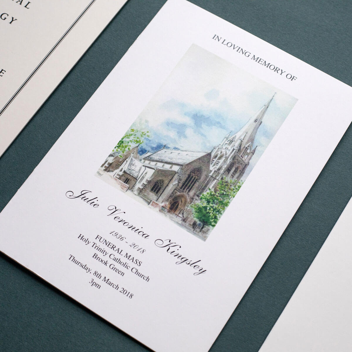order of service printed for funeral london