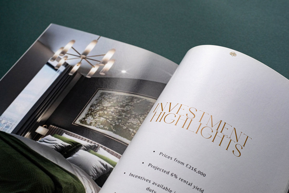 luxury brochure printed for property interior designers mayfair