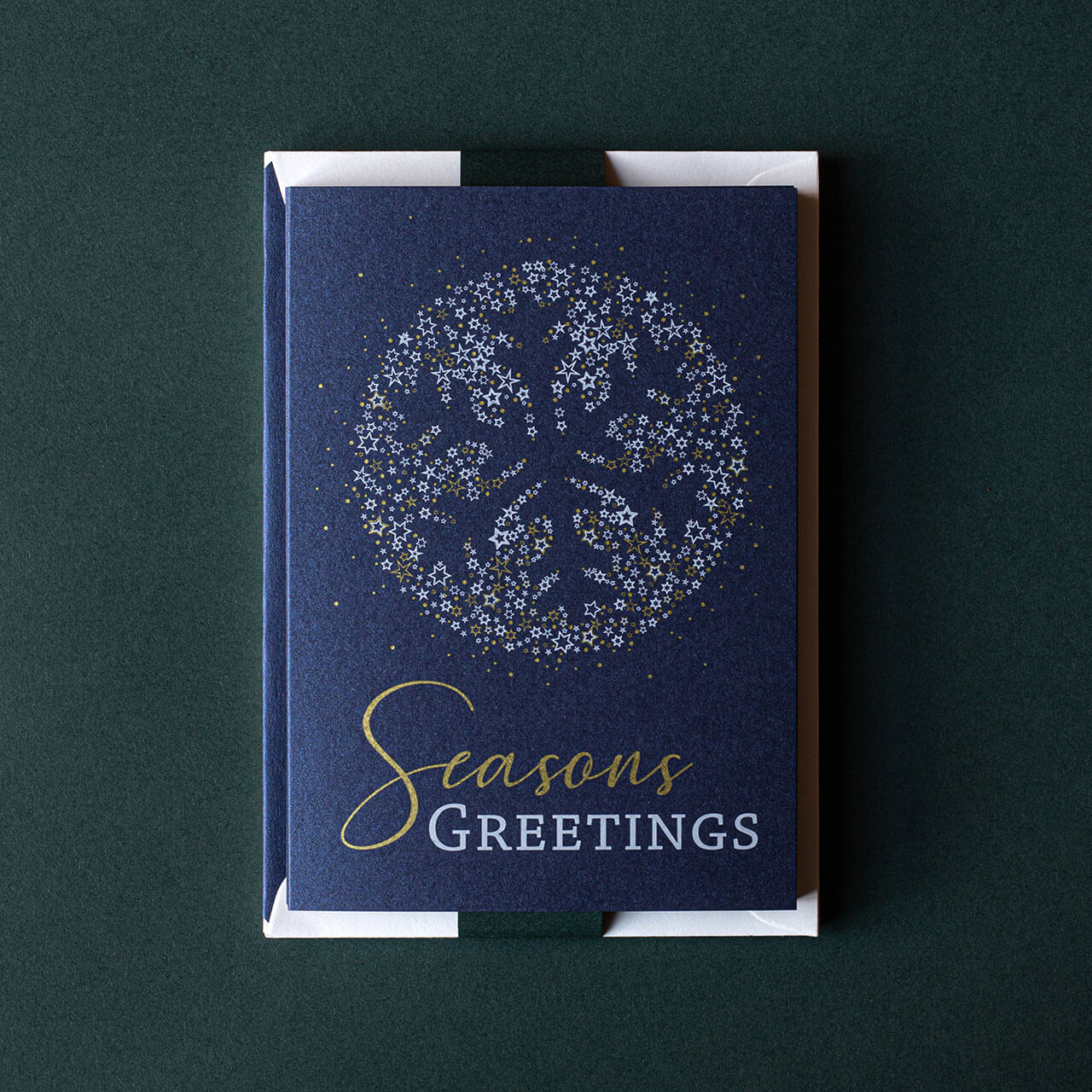 Starry Snowflake Silhouette, Seasons Greetings, Blue (Pack Of 6)