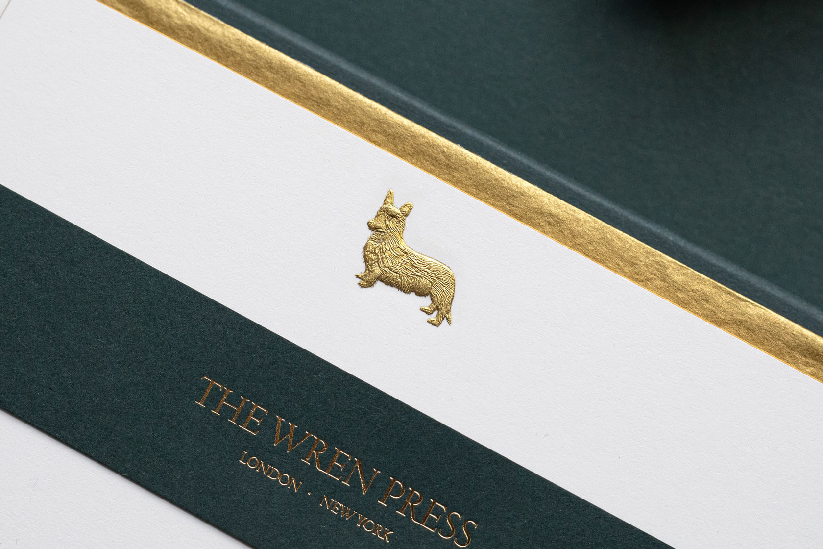 corgi gold foil luxury note cards printed stationery set