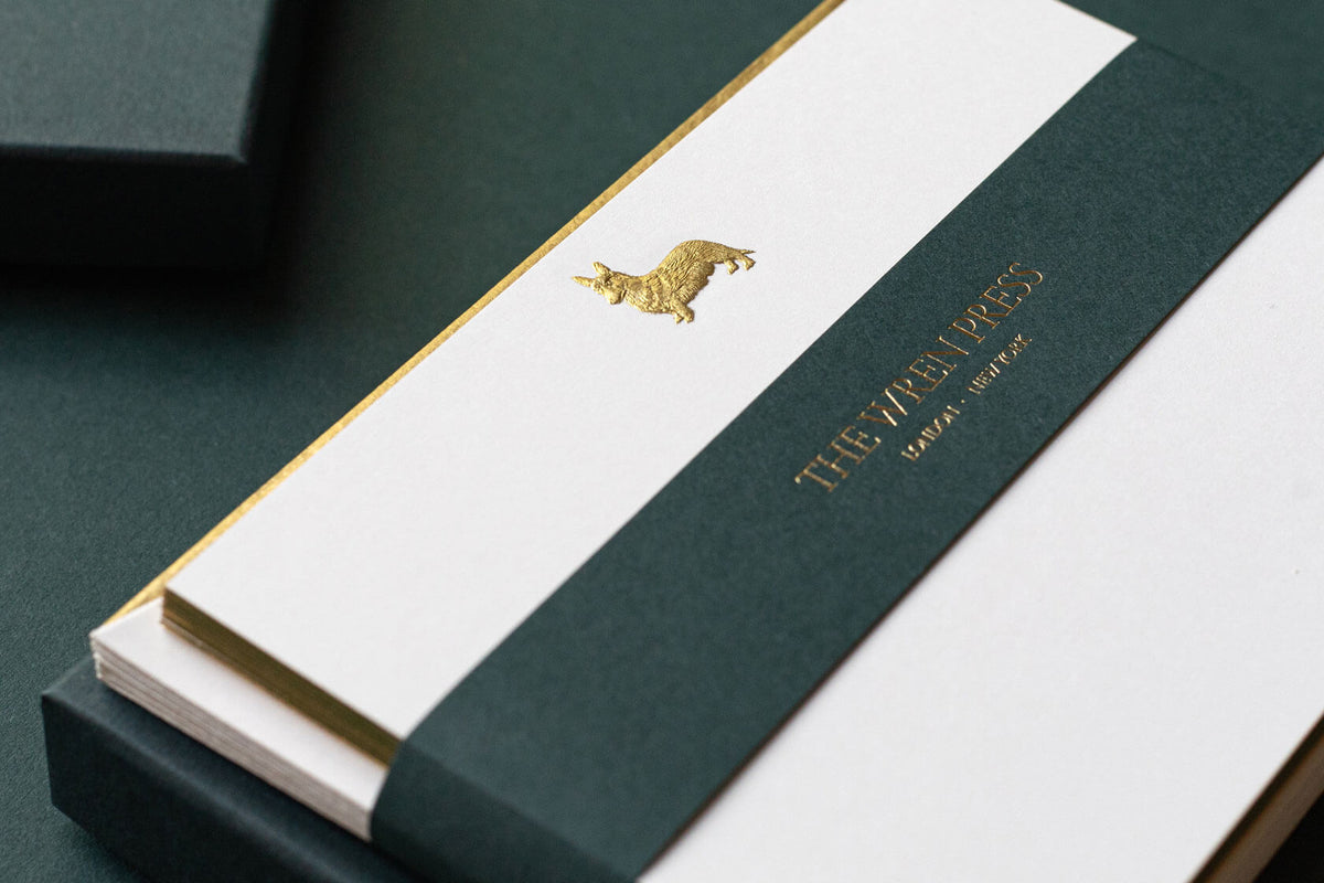 Gold Engraved Corgi | The Wren Press