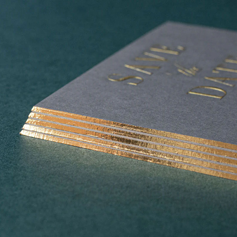 save the date luxury stationery with gold bevelling