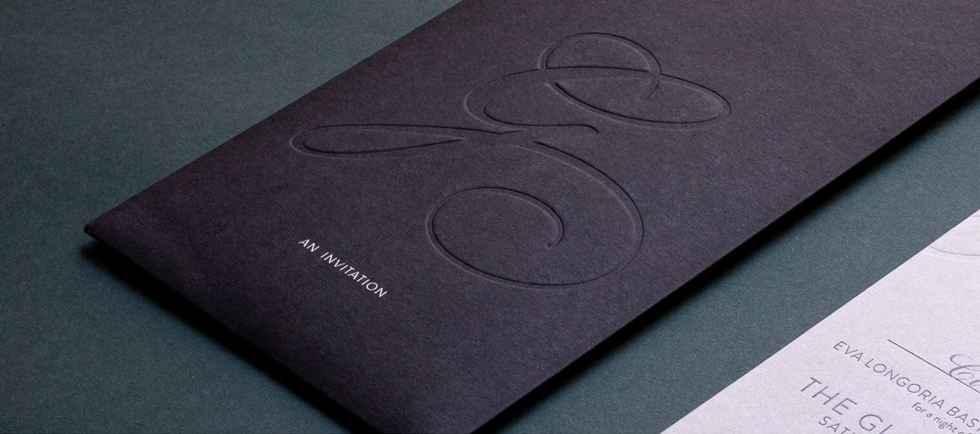 debossed black luxury event invitation printing mayfair london