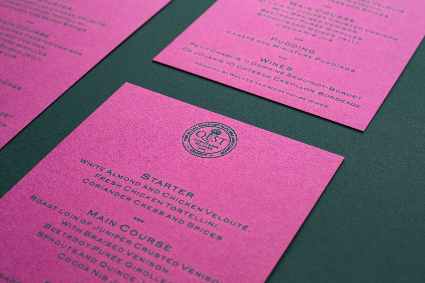 luxury pink event invitation printed in london