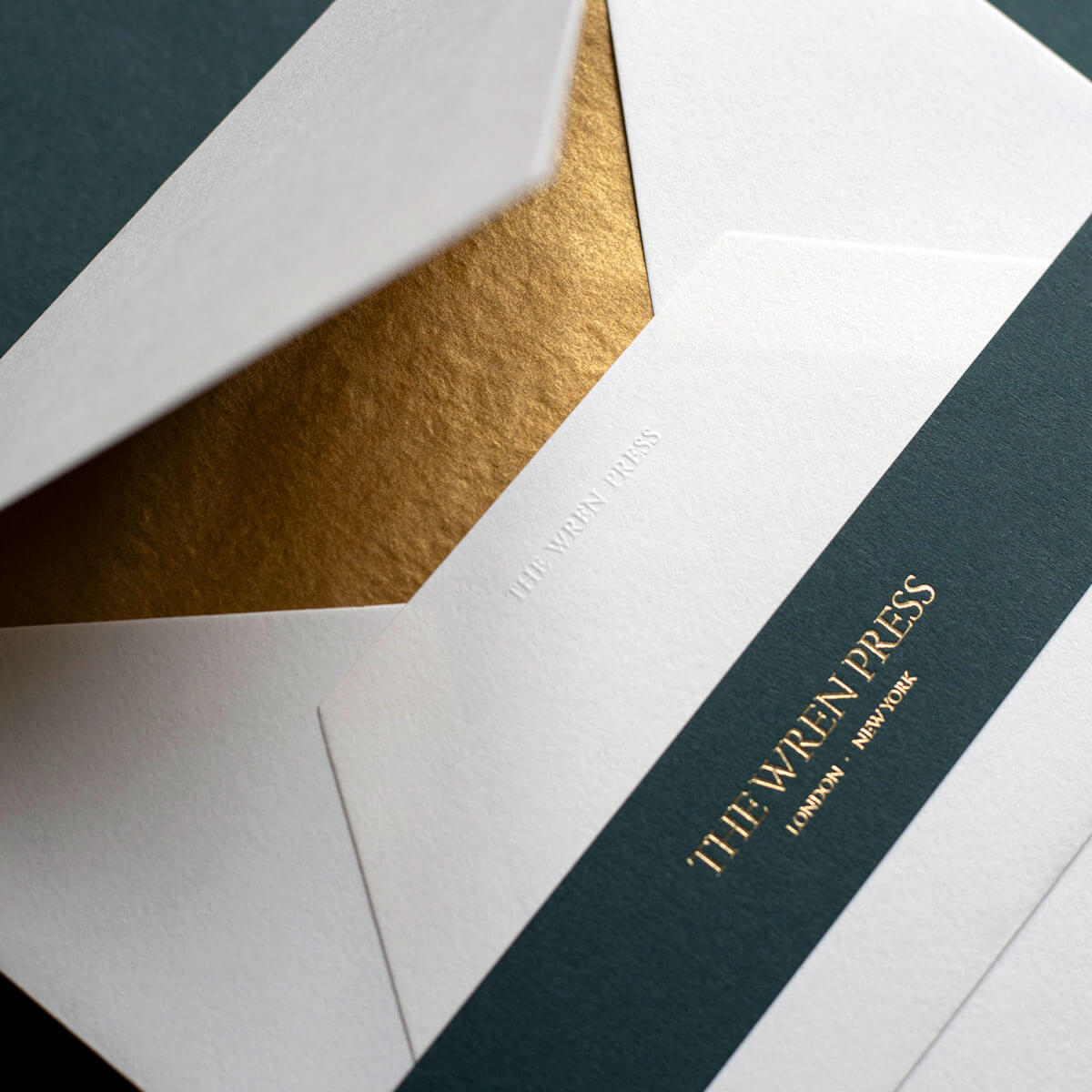 hand finished luxury gold tissue lined envelopes