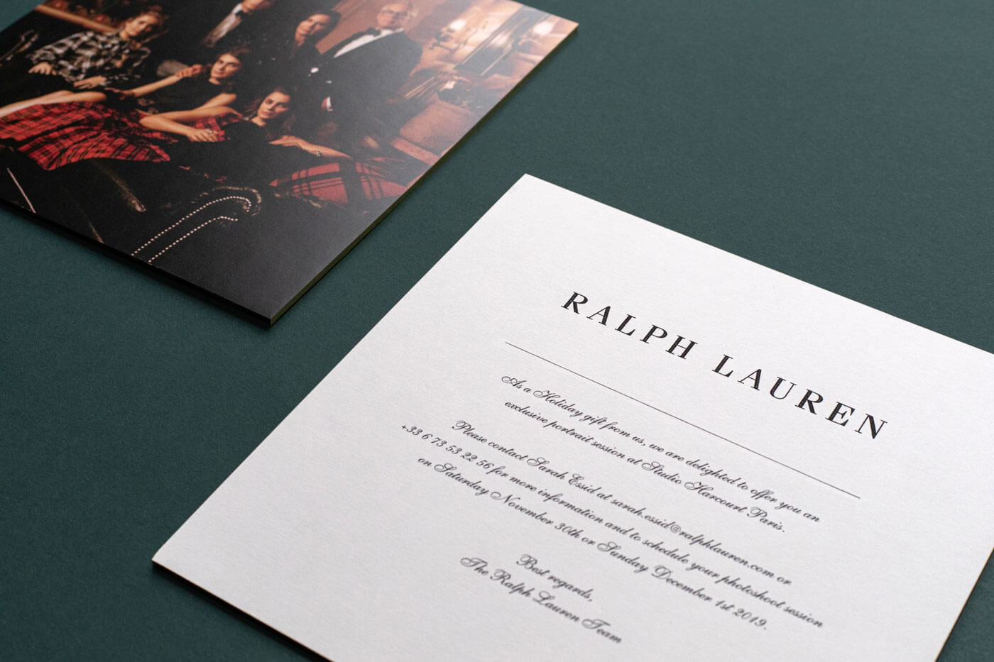heavyweight luxury invitation for an event for ralph lauren printed in london