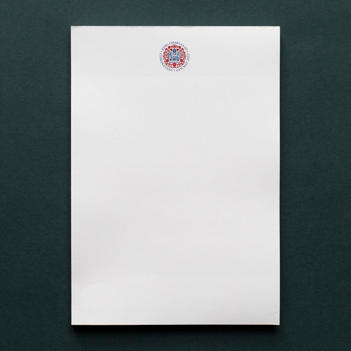 printed red and blue logo headed notepad king charles coronation