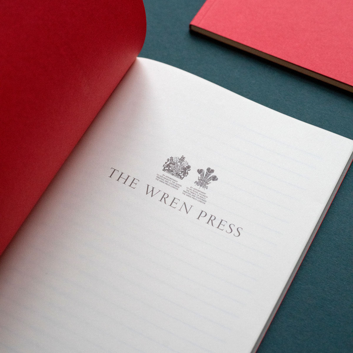 the wren press printed logo inside notebook