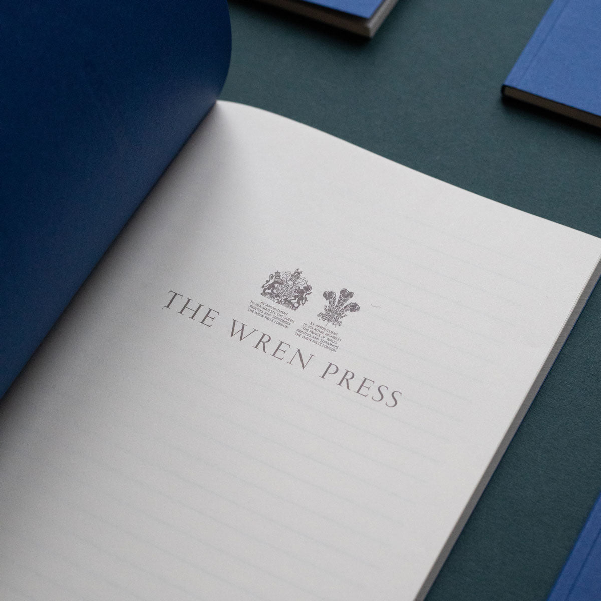 luxury blue notebook inside cover printed logo