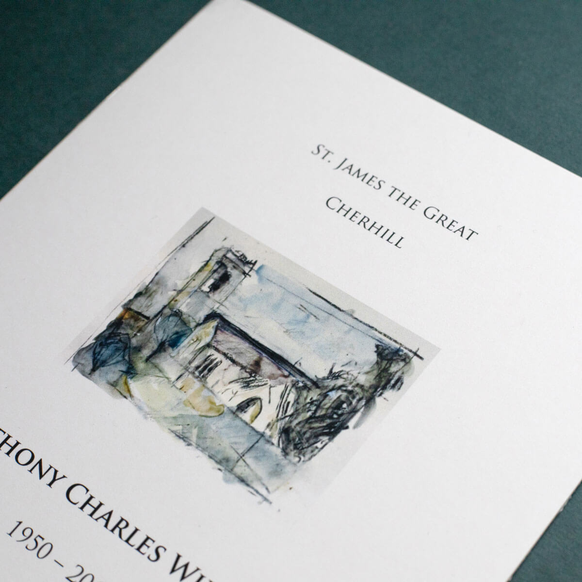 an order of service printed for a funeral mayfair