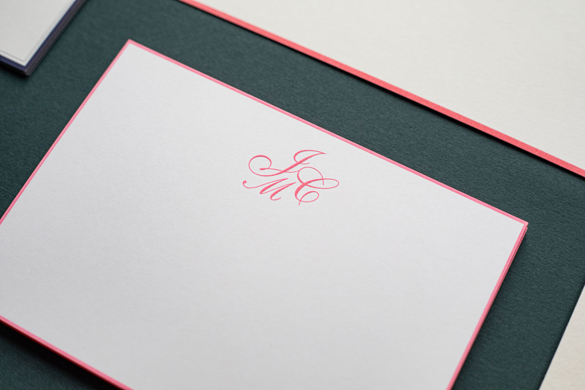 personalised motif design on luxury stationery note cards printed in mayfair