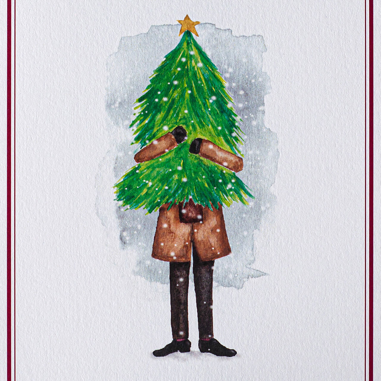 Watercolour Christmas Shopping Gentleman (Pack Of 6)