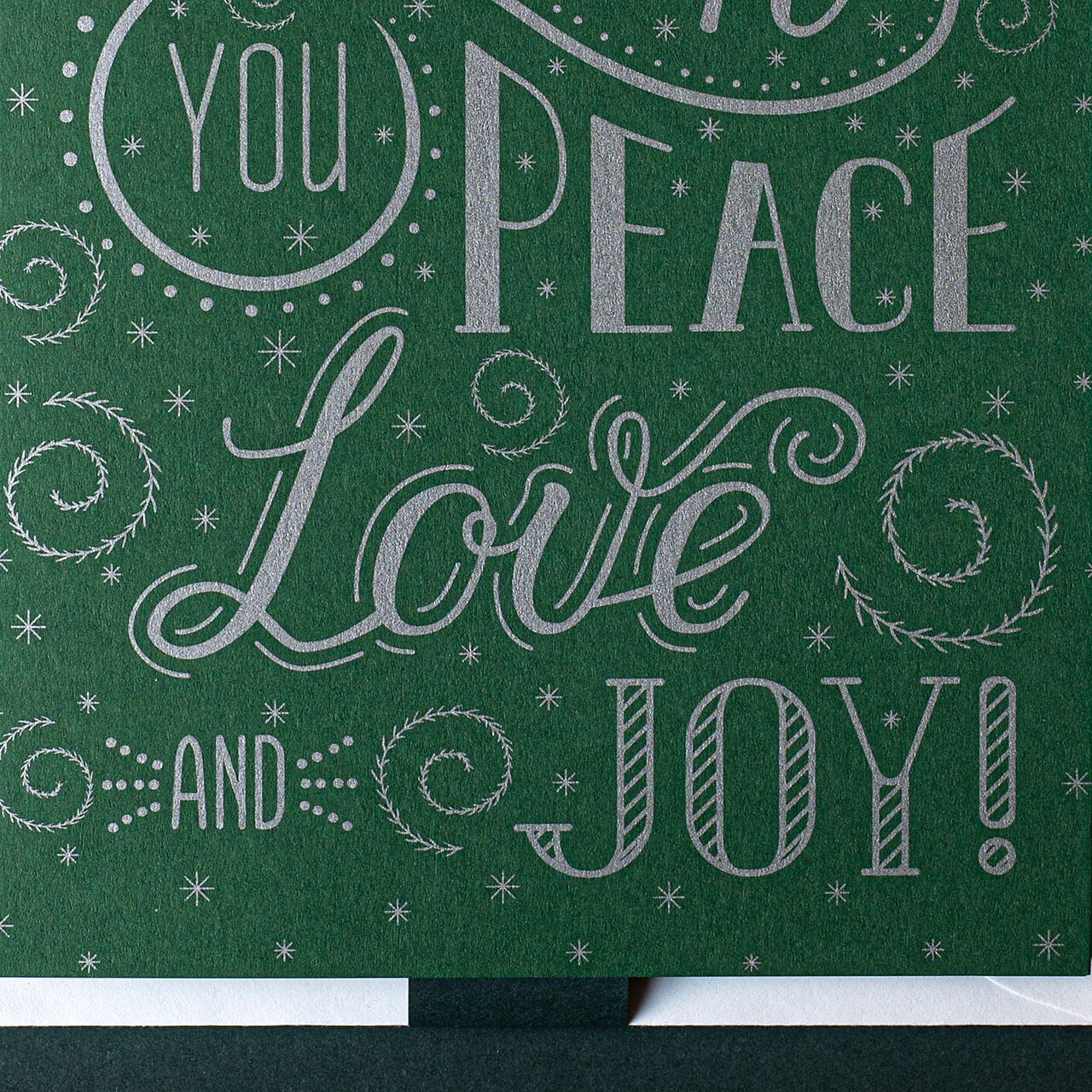 Peace Love and Joy, Forest Green (Pack Of 6)