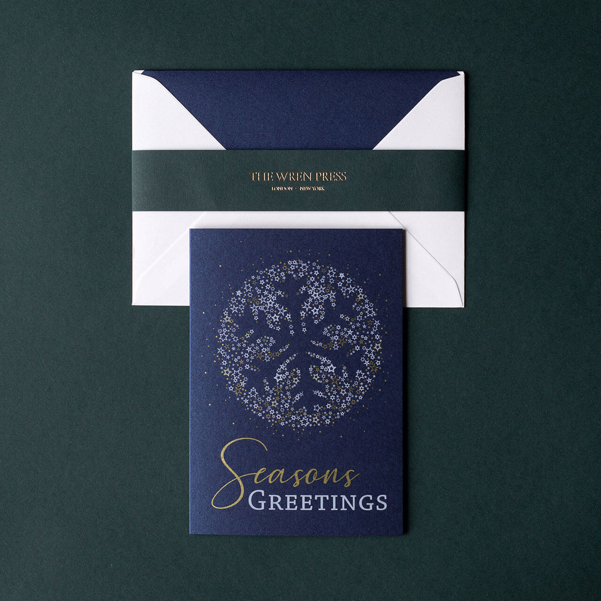 Starry Snowflake Silhouette, Seasons Greetings, Blue | The Wren Press